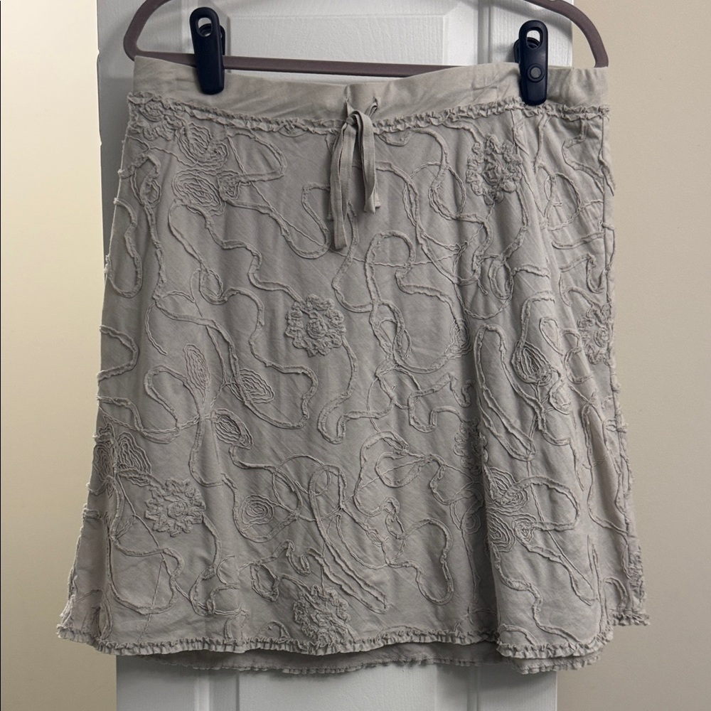 Women's Embroidered Drawstring Skirt - Taupe